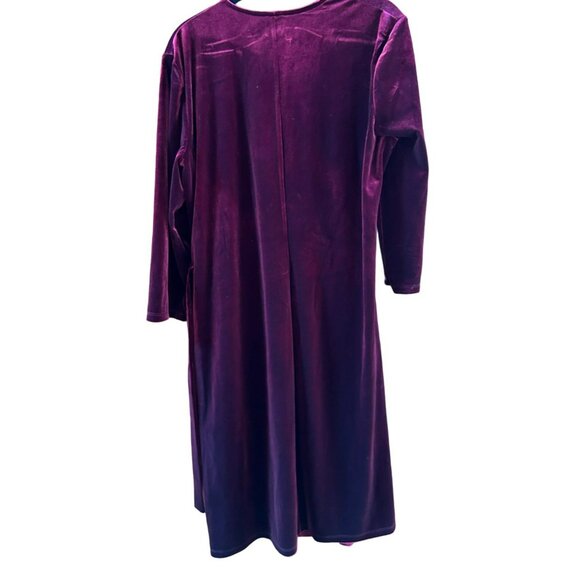 Anne Klein Women Burgundy V-Neck Faux Wrap Velvet Dress Size 16 Holiday Cocktail - Picture 3 of 3